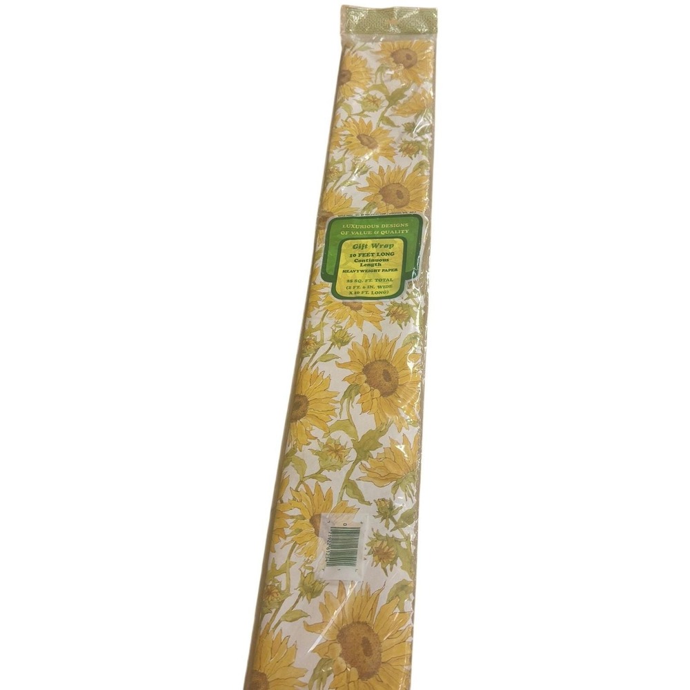 Vintage Tuttle Press Sunflower Gift Wrap‎ 10ft Heavyweight Paper Floral Yellow